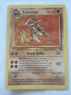 Kabutops 24/62 Fossil Rare Pokemon Card WOTC Near Mint - Image 1