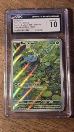 Pokemon Bulbasaur 166/165 Scarlet & Violet 151 Illus Rare Holo Eng 2023 CGC 10 - Image 1