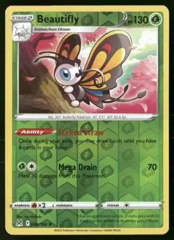 Beautifly 008/196 Holo Rare Lost Origin Pokemon Reverse Holo Near Mint - Image 1