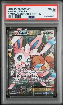 2016 POKEMON XY GENERATIONS RADIANT COLLECTION #RC32 FULL ART/SYLVEON EX PSA 1 - Image 1