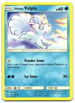 Alolan Vulpix 27/147 - 🌊 Burning Shadows Common Pokemon TCG 🖤 - MP - Image 1