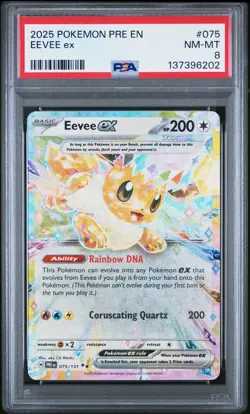 2025 POKEMON PRE EN-PRISMATIC EVOLUTIONS #075 EEVEE EX PSA 8 - Image 1