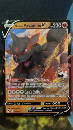 Pokemon TCG Hisuian Arcanine V 090/195 Prize Pack Series Ultra Rare Holo 230 HP - Image 1