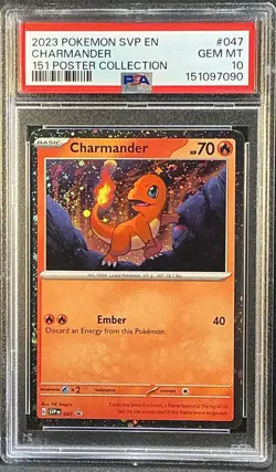 PSA 10 CHARMANDER #047 Double Swirl 2023 Pokemon 151 Poster Coll. Promo SVP BSP - Image 1