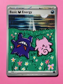 Pokemon Gengar and Clefairy Custom Painted Card FanArt By AstroKardz 1/1 - Image 1