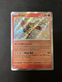 Pokemon TCG Entei Scarlet & Violet Paldean Fates Holo Shiny Rare Card 112/091 - Image 1