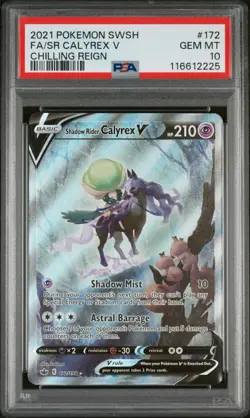 POKEMON SWORD & SHIELD CHILLING REIGN FULL ART/SHADOW RIDER CALYREX V PSA 10 - Image 1