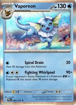 Vaporeon 022/131 SV: Prismatic Evolutions Pokemon Card TCG - Image 1