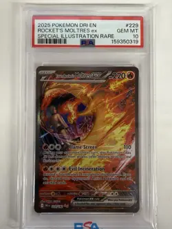 Pokemon Team Rocket's Moltres ex Destined Rivals SIR #229 PSA 10 Gem Mint - Image 1