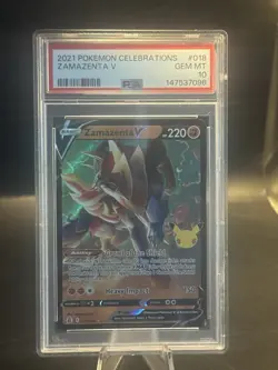 2021 POKEMON CELEBRATIONS #018 ZAMAZENTA V PSA 10 - Image 1
