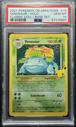 Venusaur 15/102 Celebrations Classic Collection Holo PSA 10 Pokemon TCG - Image 1