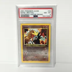 PSA 8 - Entei 34 Reverse Holo WOTC - Graded Pokemon Card - Image 1