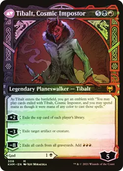 x2 NM+ FOIL MTG Valki, God of Lies / Tibalt, Cosmic Impostor & Emblem Magic Card - Image 4