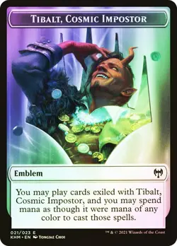 x2 NM+ FOIL MTG Valki, God of Lies / Tibalt, Cosmic Impostor & Emblem Magic Card - Image 5