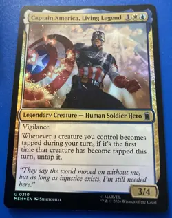 Magic: The Gathering Foil MSH Captain America Living Legend Free Shipping Nm - Image 1