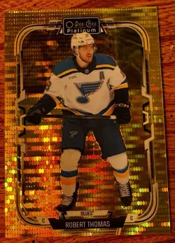 2025-26 O-Pee-Chee OPC Platinum Robert Thomas Seismic GOLD #09/50 Blues - Image 1