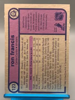 1982-83 O-Pee-Chee - Ron Francis #123 Rookie Whalers Centered Sharp - Image 2