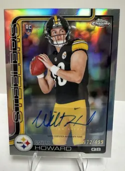 2025 Topps Chrome Will Howard Rookie RC Auto Refractor /499 Steelers - Image 1