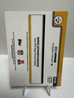 2025 Topps Chrome Will Howard Rookie RC Auto Refractor /499 Steelers - Image 2