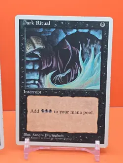 ⚫⚫⚫ (2) 1995 Magic The Gathering DARK RITUAL 4TH EDITION HEAVY PLAYED ⚫⚫⚫ - Image 3
