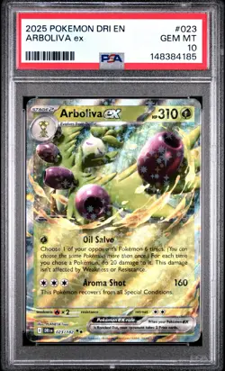 2025 POKEMON DRI EN-DESTINED RIVALS #023 ARBOLIVA EX PSA 10 - Image 1