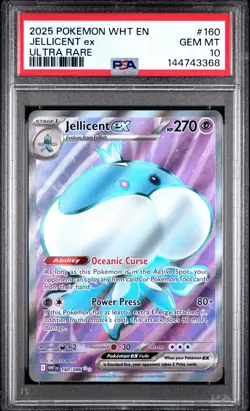 2025 POKEMON WHT EN-WHITE FLARE ULTRA RARE #160 JELLICENT EX PSA 10 - Image 1