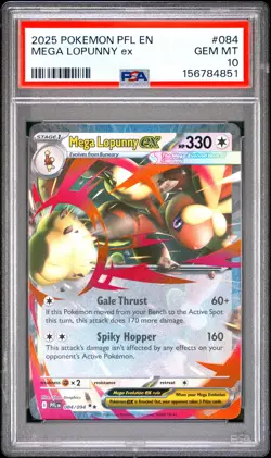 2025 POKEMON PFL EN-PHANTASMAL FLAMES #084 MEGA LOPUNNY EX PSA 10 - Image 1