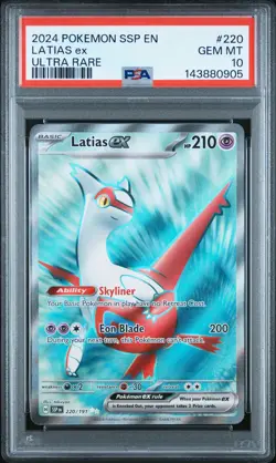 2024 POKEMON SSP EN-SURGING SPARKS ULTRA RARE #220 LATIAS EX PSA 10 - Image 1