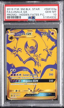 2019 POKEMON SM BLACK STAR PROMO #SM103A FULL ART/LUNALA GX PSA 10 - Image 1