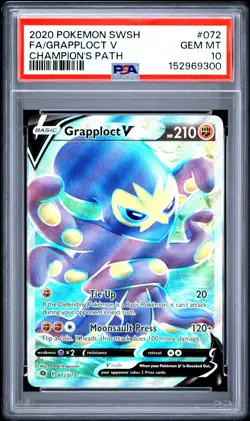 2020 POKEMON SWORD & SHIELD CHAMPION'S PATH #072 FULL ART/GRAPPLOCT V PSA 10 - Image 1