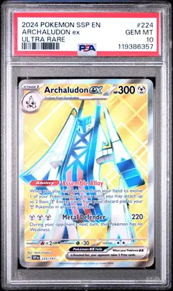 2024 POKEMON SSP EN-SURGING SPARKS ULTRA RARE #224 ARCHALUDON EX PSA 10 - Image 1