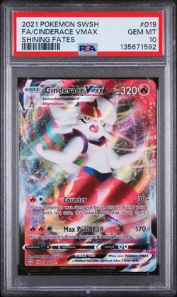 2021 POKEMON SWORD & SHIELD SHINING FATES #019 FULL ART/CINDERACE VMAX PSA 10 - Image 1