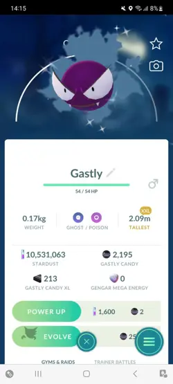 Pokemon Go Shiny Gastly ( XXL) - Image 1