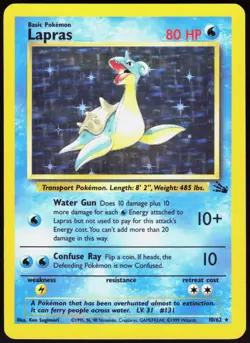 Lapras 10/62 Holo Unlimited Holo Fossil Rare Sugimori Near Mint - Image 2