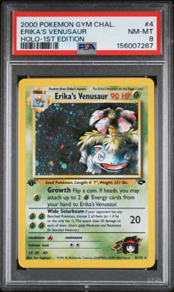 First Edition 2000 Pokemon Gym Challenge 4/132 Erika's Venusaur Holo PSA NM-MT 8 - Image 1