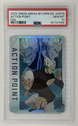 Union Arena One Punch Man Action Point Foil AP05 Silverfang Garou PSA 10 POP 2 - Image 1