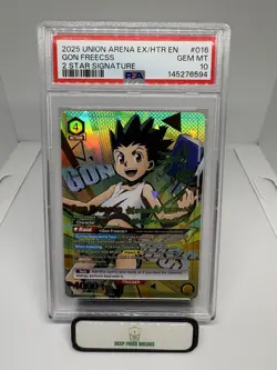 2025 UNION ARENA HUNTER X HUNTER VOL.2 #016 GON FREECSS 2 STAR SIGNATURE PSA 10 - Image 1