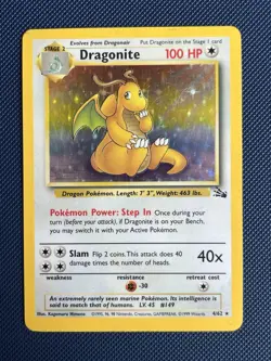 Dragonite 4/62 Pokemon Fossil Unlimited Holo Rare Card WOTC - LP-/MP+ - Image 1