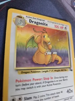 Dragonite 4/62 Fossil Unlimited Holo Rare Pokemon Card WOTC Vintage LP/NM - Image 2