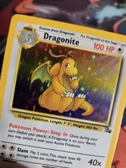 Dragonite 4/62 Fossil Unlimited Holo Rare Pokemon Card WOTC Vintage LP/NM - Image 3