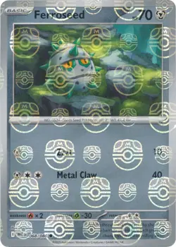 Ferroseed 068/086 Master Ball Holo SV: White Flare Pokemon Card NM - Image 1