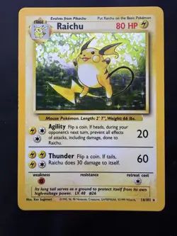 Pokemon Card english Raichu 14/102 Holo Base Set Wizards 1999 LP - Image 1