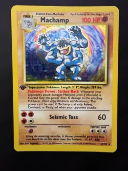 Pokemon Card english Machamp Holo 8/102 Base Set Wizards 1999 - Image 1