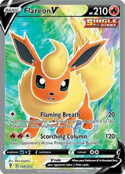 1x Flareon V - 169/203 - Full Art Ultra Rare NM-Mint Pokemon SWSH07 - Evolving S - Image 1