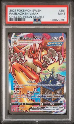 2021 POKEMON SWORD & SHIELD CHILLING REIGN SECRET FULL ART/BLAZIKEN VMAX PSA 9 - Image 1