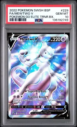 Pokemon TCG Mewtwo V SWSH229 Full Art Pokemon Go Promo PSA 10 - Image 1