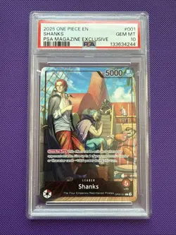 Bandai One Piece Shanks Leader OP09-001 2025 PSA Magazine Promo EN Foil PSA 10 - Image 1