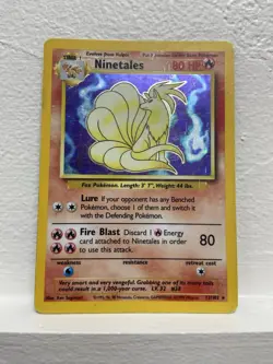 Pokemon TCG Base Set Ninetales 12/102 Holo Rare Unlimited English 1999 WOTC - Image 1