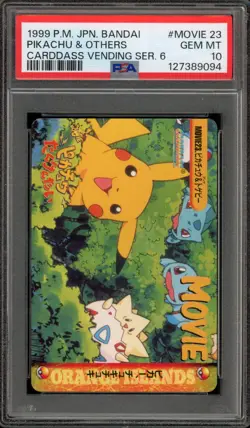 Pokemon Pikachu & Others Bandai Carddass Vending Series 6 Movie 23 PSA 10 - Image 1