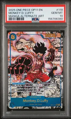 2025 ONE PIECE OP11-A FIST OF DIVINE SPEED #118 MONKEY D. LUFFY PSA 10 - Image 1